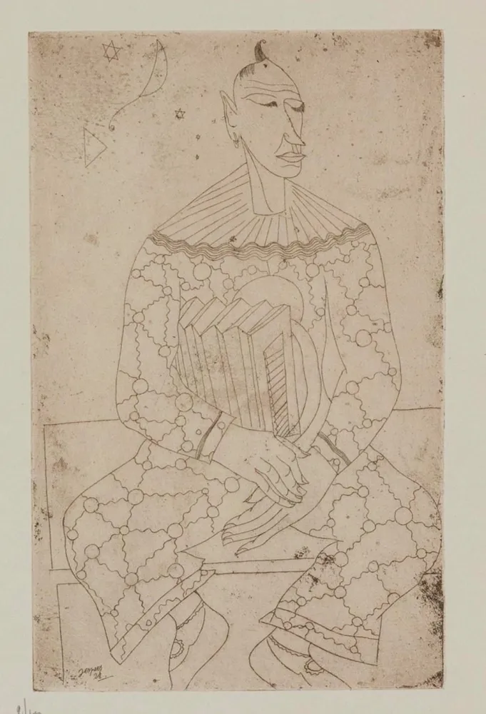 Acquaforte Jespers - Clown avec accordeon