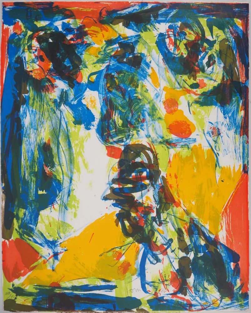 Litografia Jorn - Composition fauve