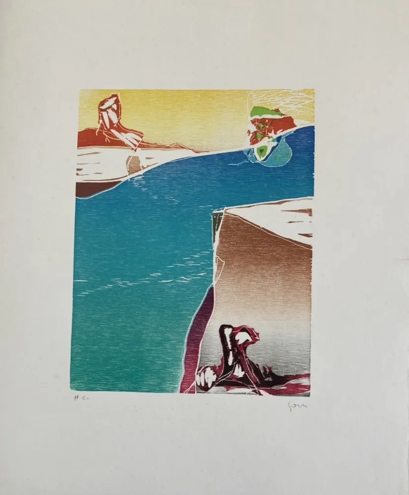 Incisione Su Legno Jorn - Dans le sillage d'if aube