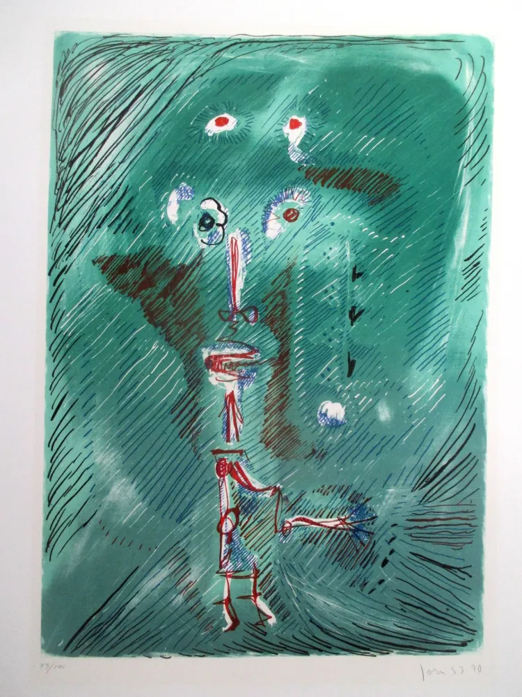 Litografia Jorn - Dieu chantant de la bouteille