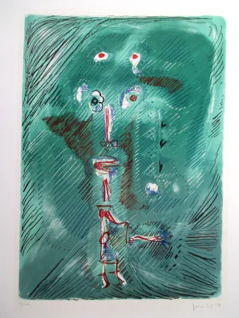 Litografia Jorn - Dieu chantant de la bouteille