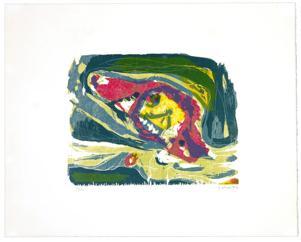 Incisione Su Legno Jorn - Fièvre quarte lune