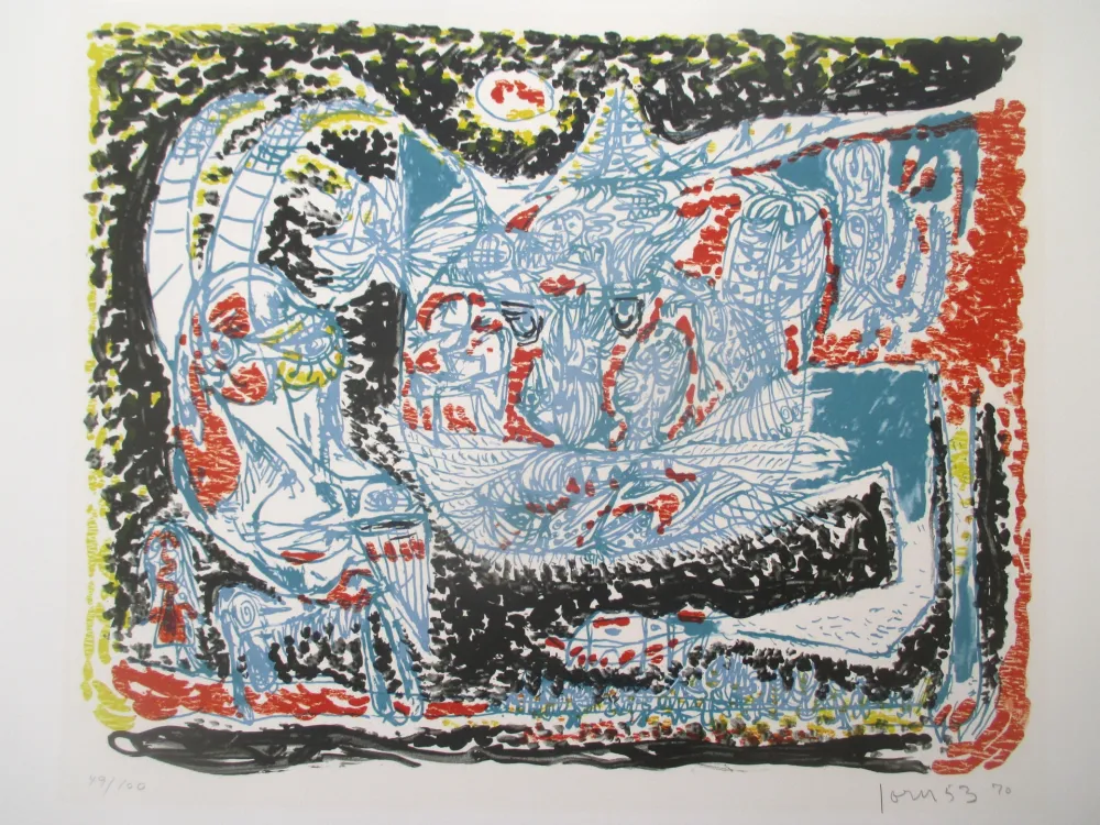 Litografia Jorn - Le Chat qui rit