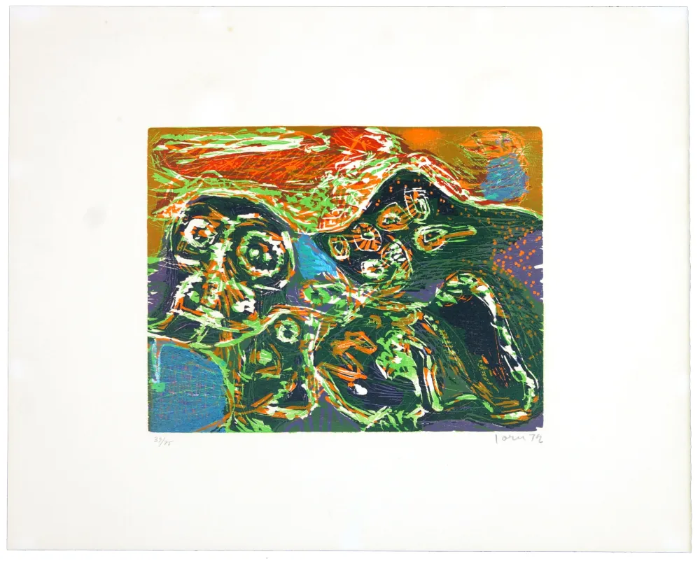 Incisione Su Legno Jorn - L’enfer des jeux clos