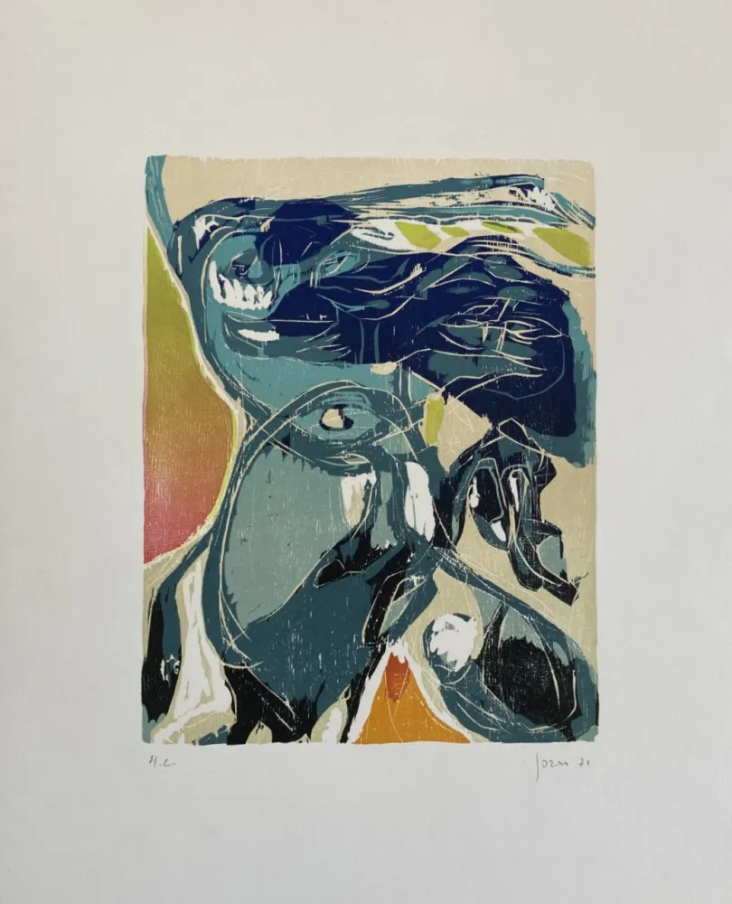 Incisione Su Legno Jorn - Message essoristique