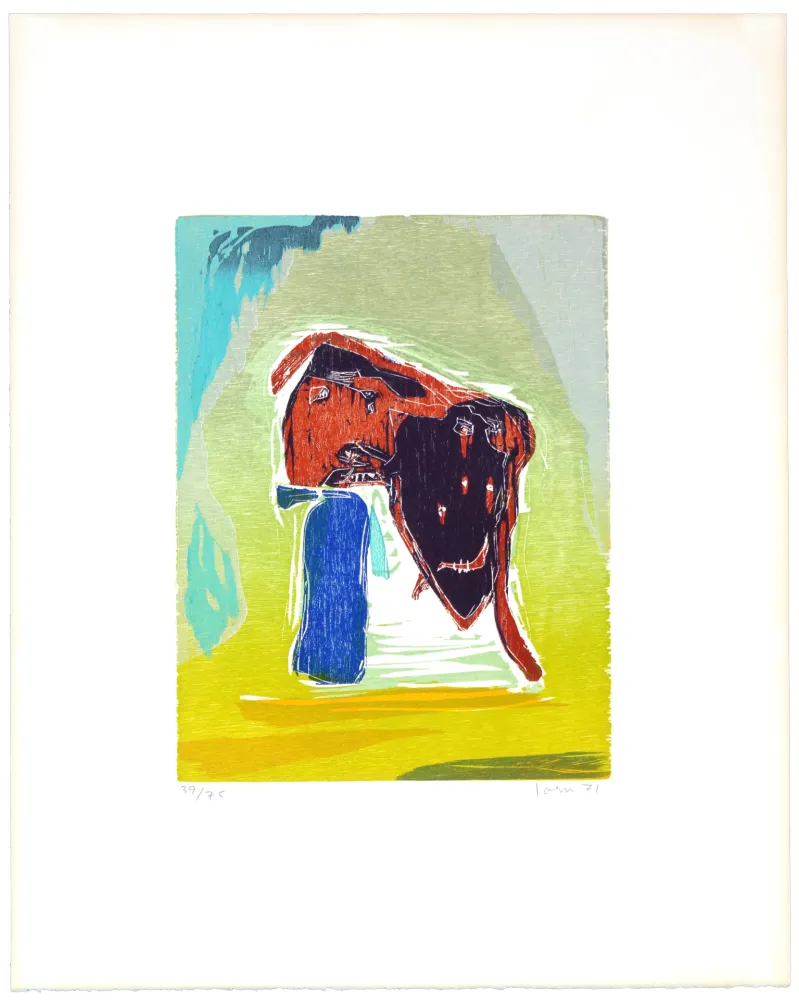 Incisione Su Legno Jorn - Rideau convolant