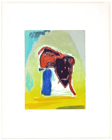 Incisione Su Legno Jorn - Rideau convolant