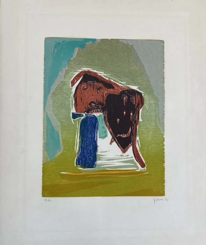 Incisione Su Legno Jorn - Rideau Convolant