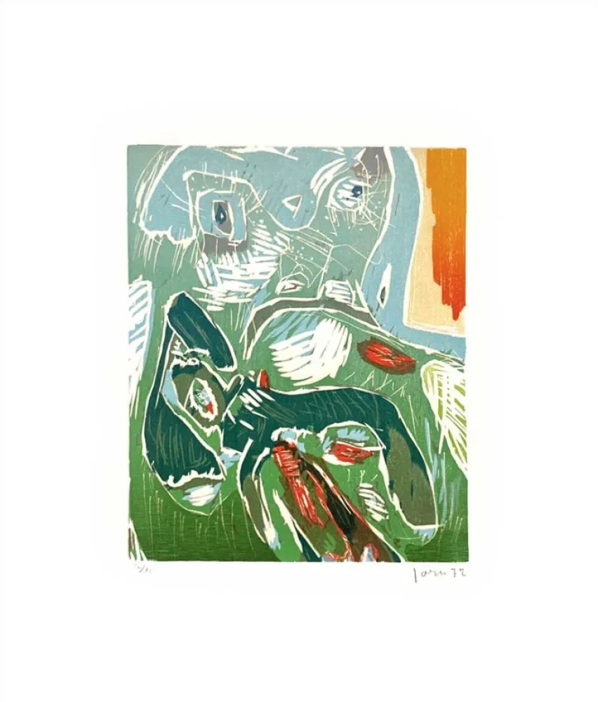 Incisione Su Legno Jorn - Strabisme Pastoral