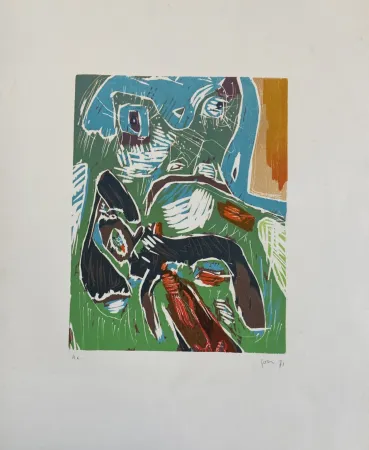 Incisione Su Legno Jorn - Strabisme Pastoral