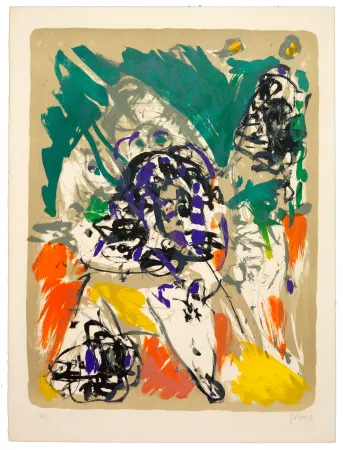 Litografia Jorn - Trop tard