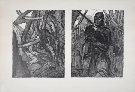 Litografia Jouve - Homme et animal