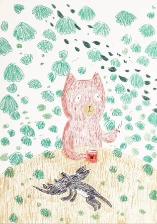 Litografia Kaga - Kumacchi in green 1