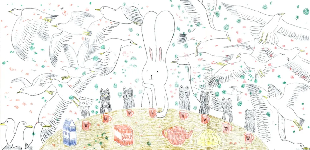 Litografia Kaga - Usacchi con gaviotas