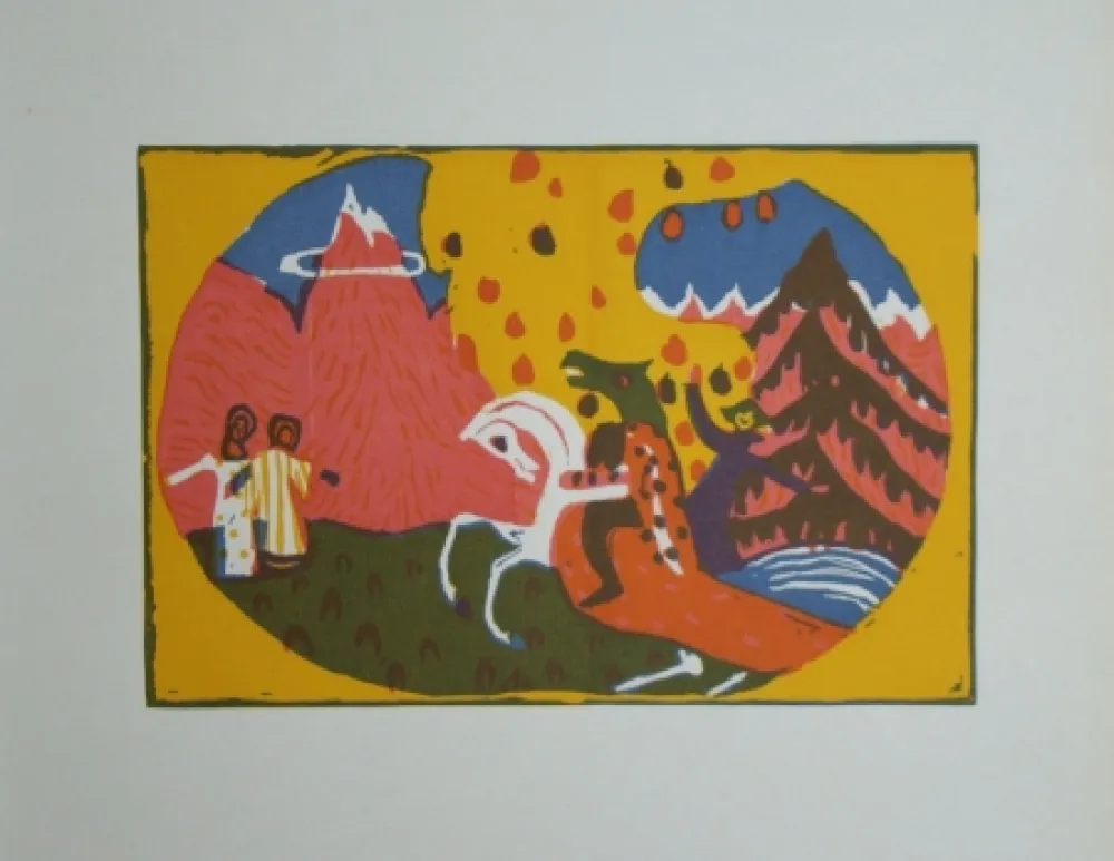 Incisione Su Legno Kandinsky - Berge - Klänge, edition Pieper, 1913