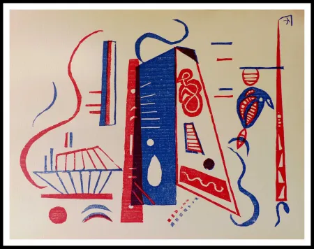 Incisione Su Legno Kandinsky - GRAVURE SUR BOIS EN DEUX COULEURS - RARE