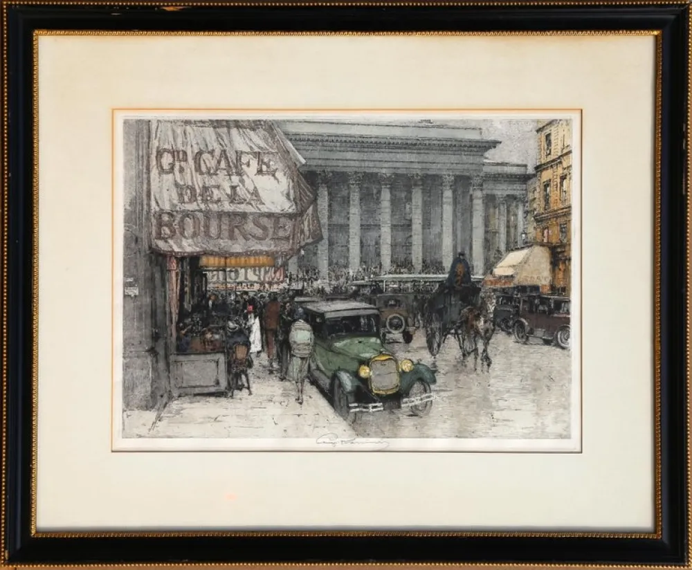 Incisione Kasimir - Cafe Bourse, Paris