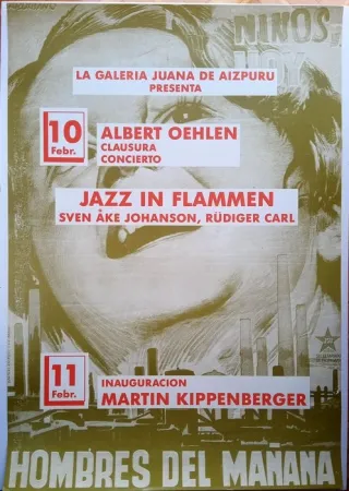 Manifesti Kippenberger - Affiche Jazz in Flammen - Albert Oehlen, closing, concert. 11 Febr. Opening