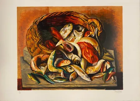 Litografia Kisling - Les poissons