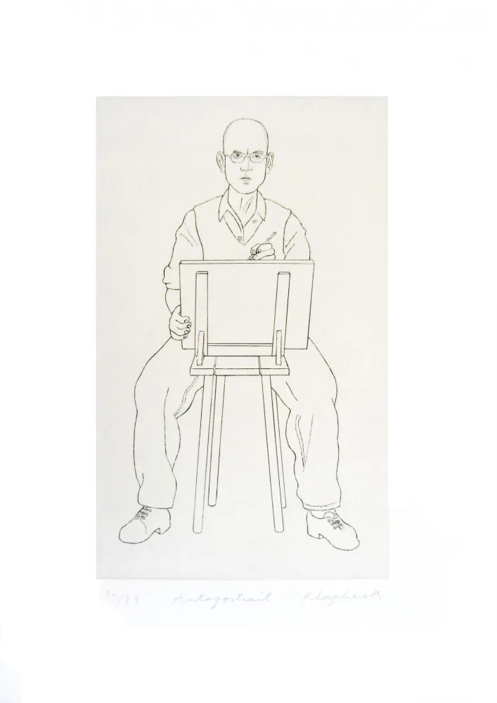 Incisione Klapheck - Autoportrait
