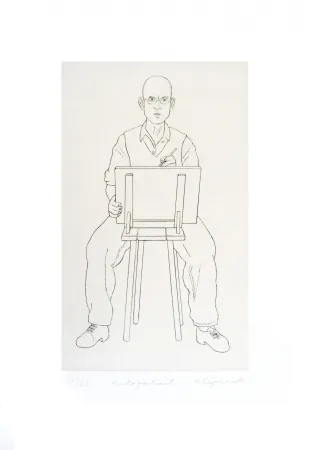 Incisione Klapheck - Autoportrait