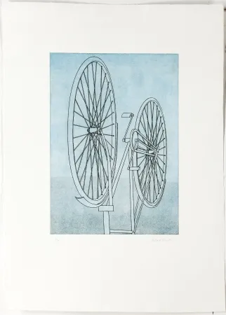 Incisione Klapheck - Fahrrad II - Die Fragwürdigkeit des Ruhms (The dubiousness of fame - Le caractère douteux de la renommée)