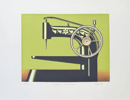 Litografia Klapheck - Konrad Klapheck (1935) - Die Ungeduld der Sphinx - Colour lithograph on heavy wove paper - 1998