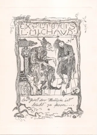 Incisione Klee - Ex Libris L. Michaud