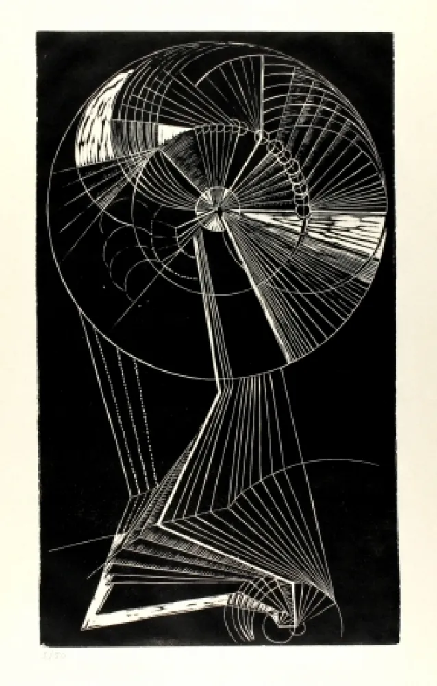 Linoincisione Klien,  - Mensch in Bewegung (Moving Person)