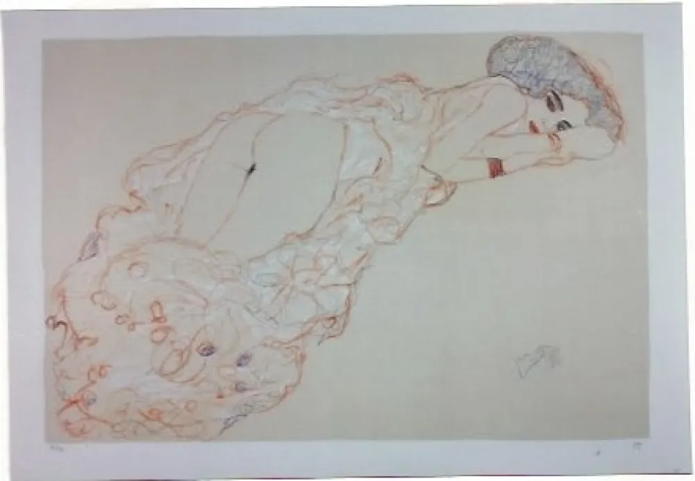Litografia Klimt - La fille en robe longue