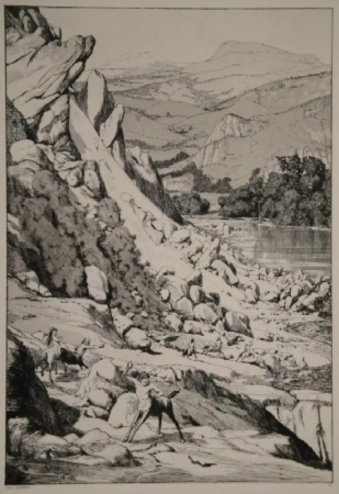 Acquaforte E Acquatinta Klinger - Bergsturz