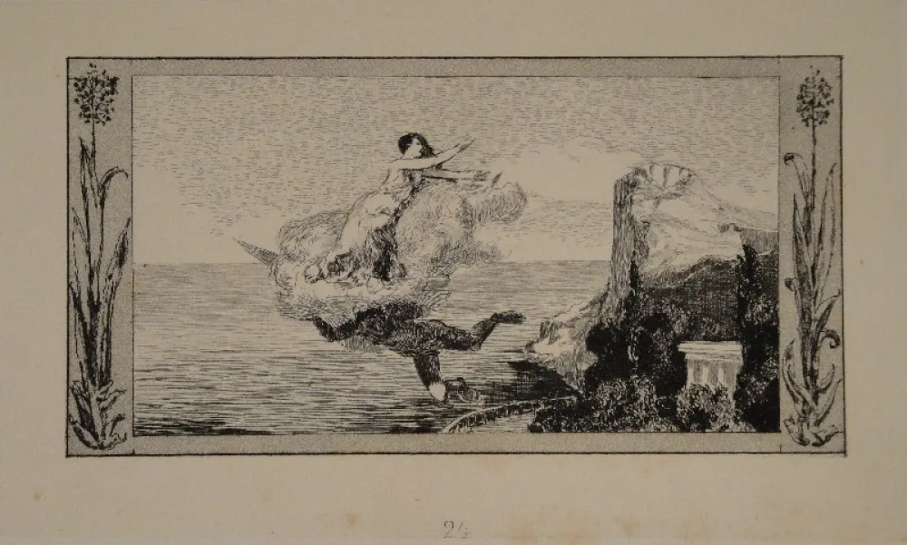 Acquaforte E Acquatinta Klinger - Zephyrus Psyche wegtragend / Zephyr Carrying Psyche Away