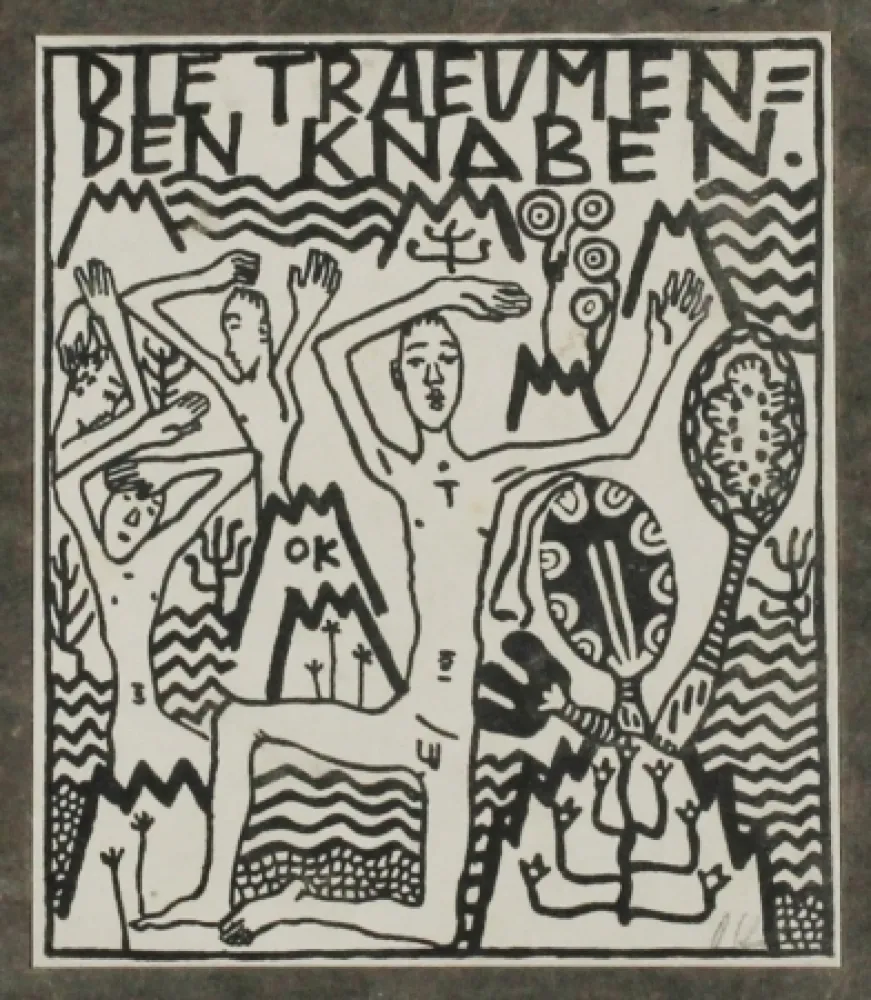 Incisione Kokoschka - Die träumenden Knaben (The Dreaming Boys)