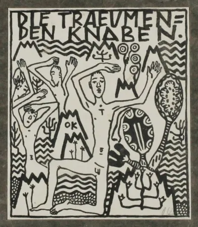 Incisione Kokoschka - Die träumenden Knaben (The Dreaming Boys)