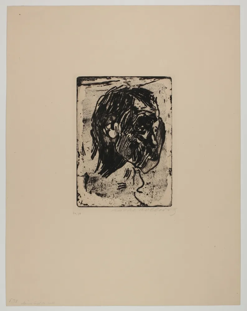 Incisione Kollwitz - Männerkopf nach rechts (Man's head turned right)