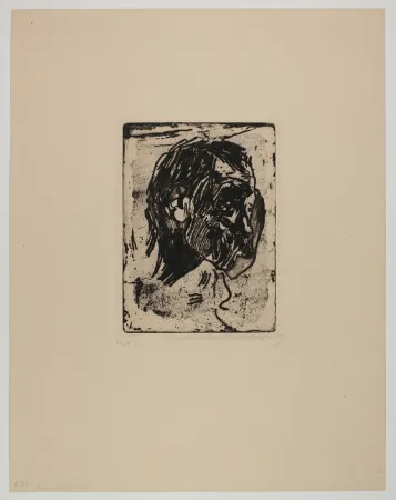 Incisione Kollwitz - Männerkopf nach rechts (Man's head turned right)