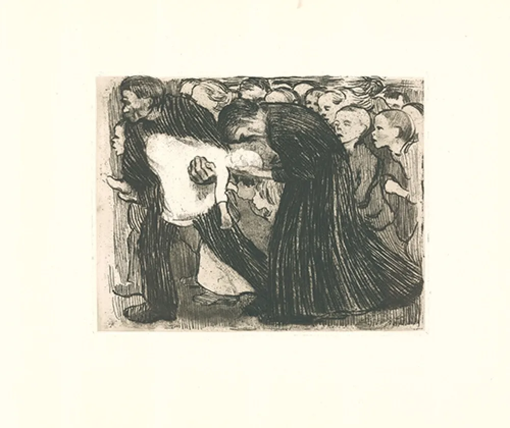 Incisione Kollwitz - Überfahren (Run Over)