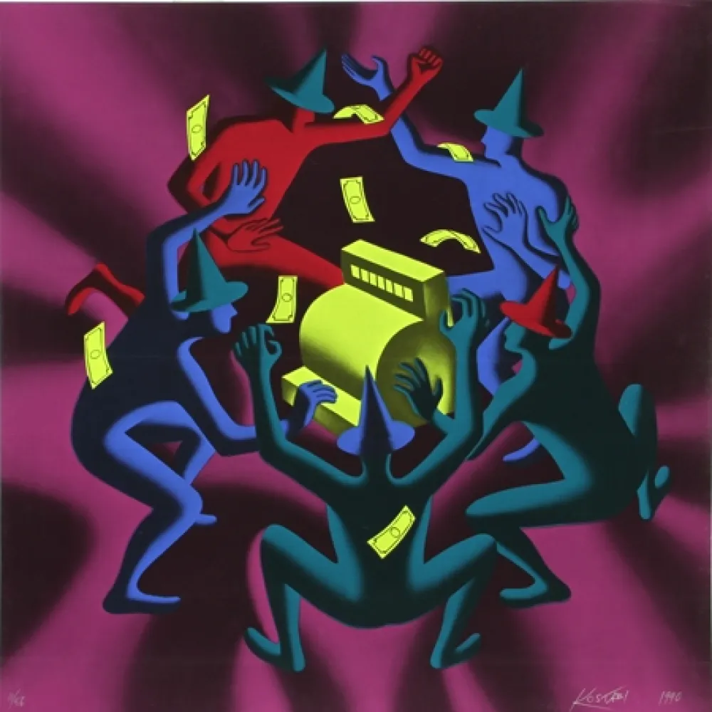 Serigrafia Kostabi - Cash Dance