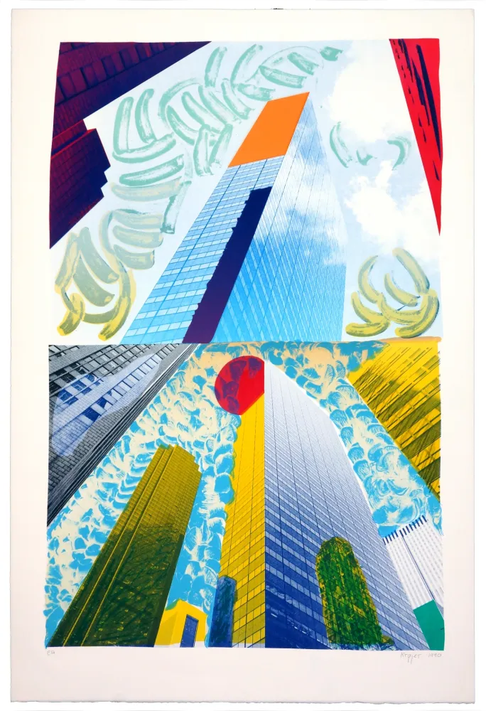 Litografia Krøjer - Up town Manhattan