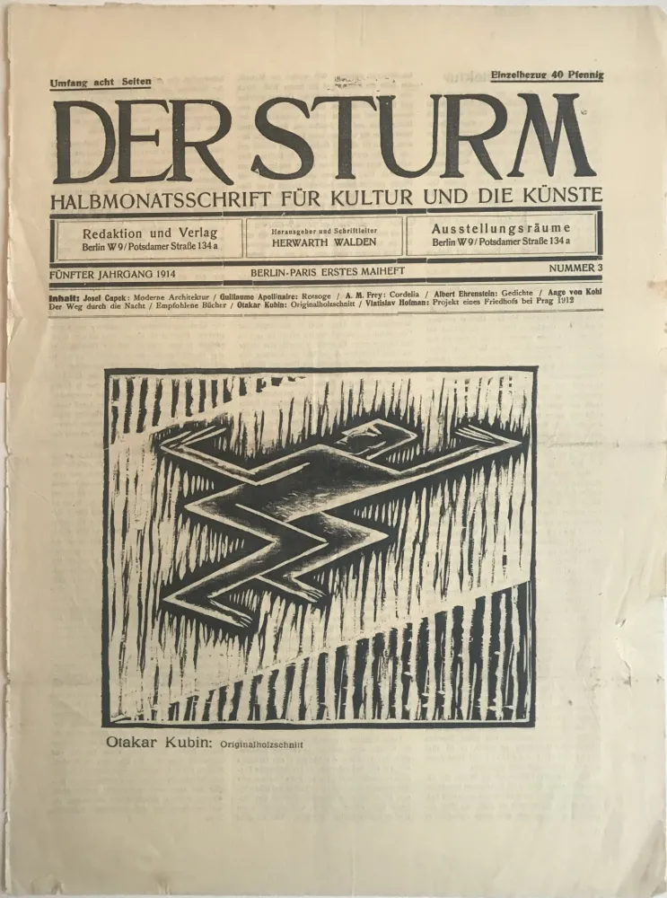 Incisione Su Legno Kubin - Cubist Male Figure