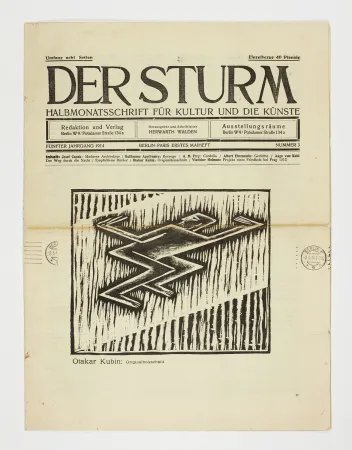 Incisione Su Legno Kubín - Untitled (Cubist male figure) 