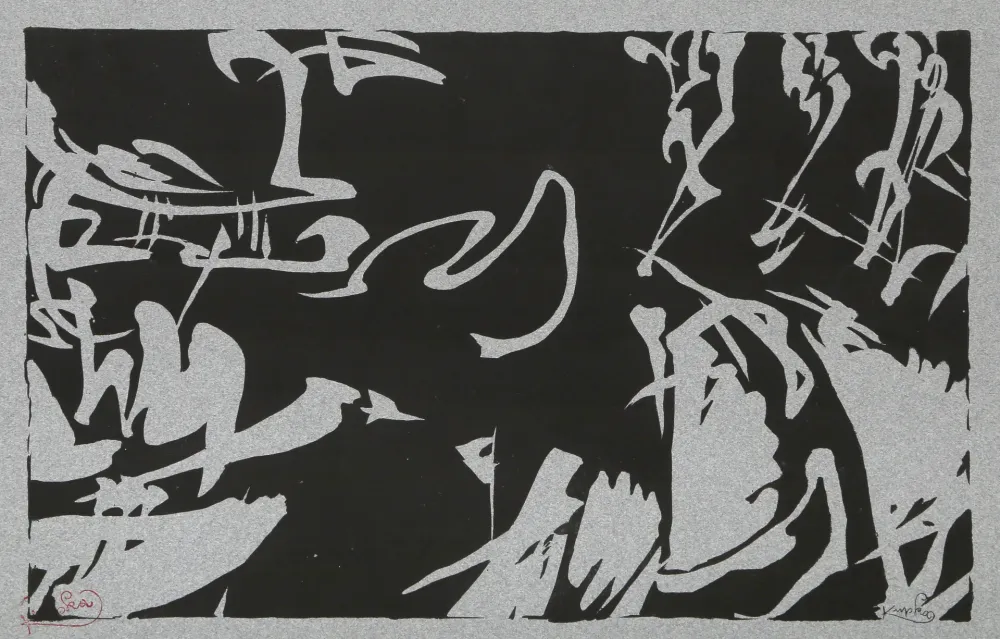 Incisione Su Legno Kupka - Bílé rytmy na černém