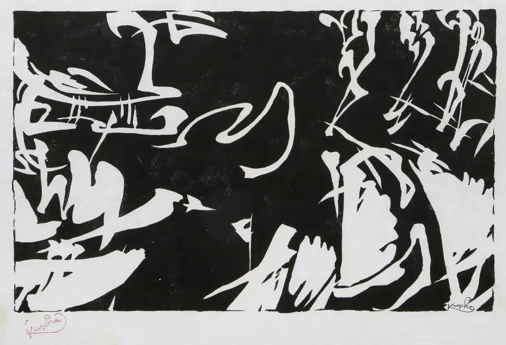 Incisione Su Legno Kupka - Bile rytmy na cernem II