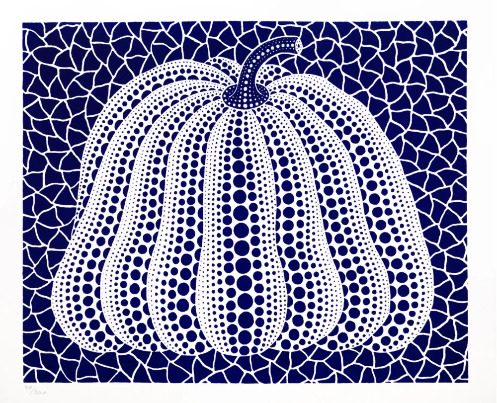 Litografia Kusama - Pumpkin (Dark Blue)