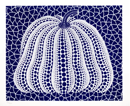 Litografia Kusama - Pumpkin (Dark Blue)