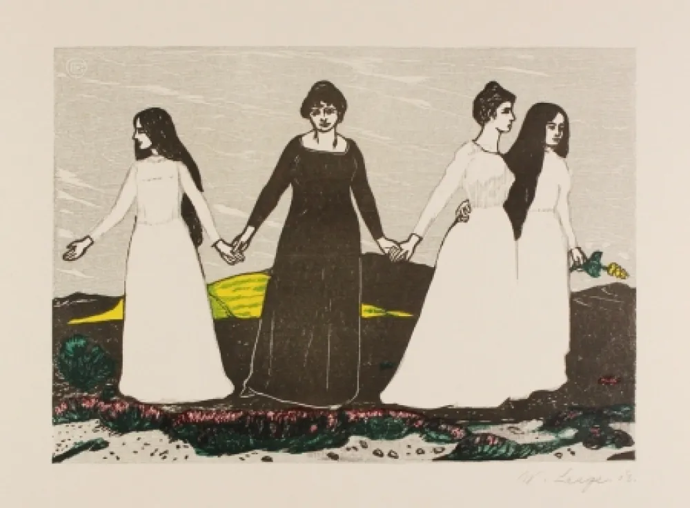 Incisione Su Legno Laage - Sommers Abschied von der Heide