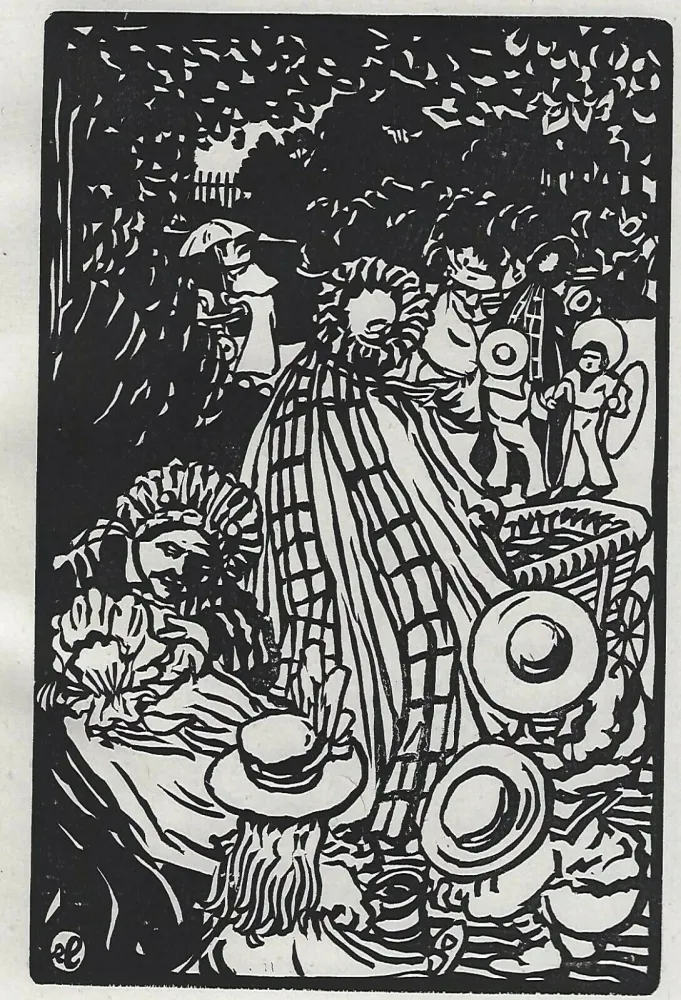 Incisione Su Legno Laboureur - Au Luxembourg