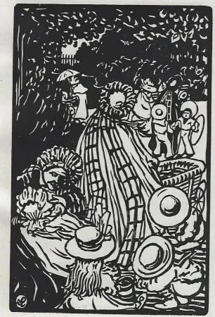 Incisione Su Legno Laboureur - Au Luxembourg