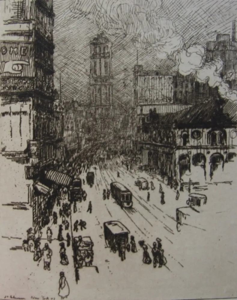 Incisione Laboureur - Broadway, New York