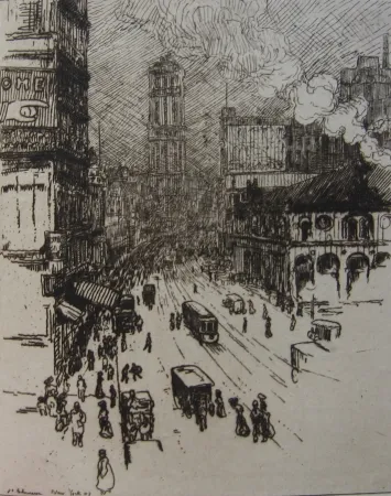 Incisione Laboureur - Broadway, New York